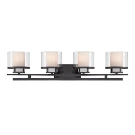 Designers Fountain Fusion 35.75in 4-Light Biscayne Bronze Mid-Century Modern Indoor Vanity Light 86104-BBR